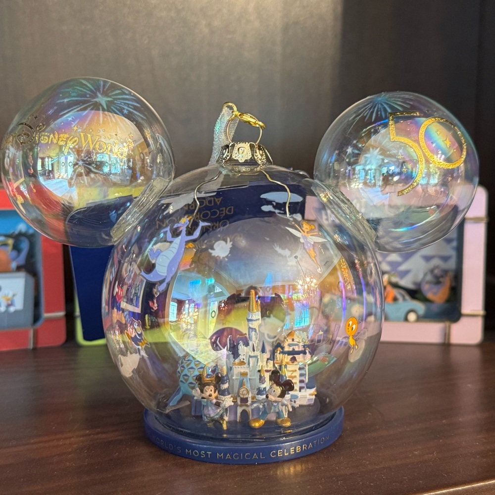 Disney World 50th Anniversary 4 Parks Glass Ornament